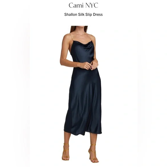 Black Cami Cami Nyc Raven Dress Cami NYC Dresses Nwt Cami Nyc Shallon Silk Slip  Dress With Pearl Straps In Evening Sky Poshmark